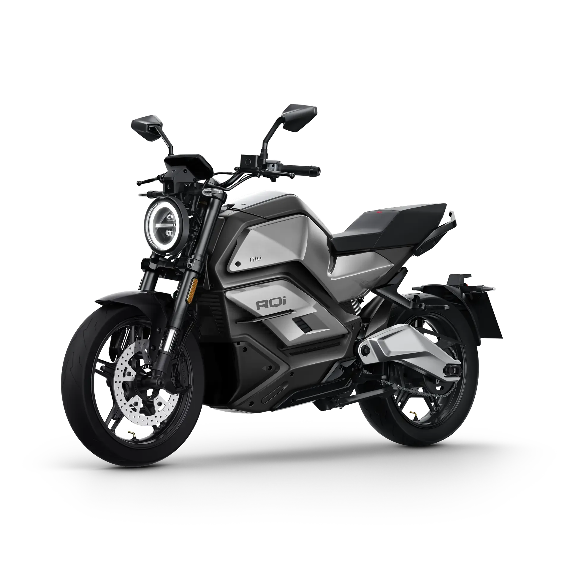 NIU RQi Sport gris, vue trois quarts avant